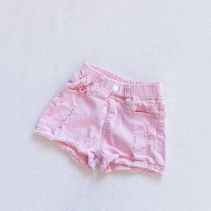 Toddler Girl Pink Ripped High Rise Denim Shorts Cotton Stretch Jeans Pockets 2T